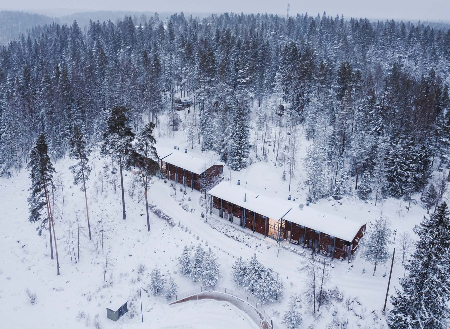 Haltia Lake Lodge in snowy Nuuksio forest
